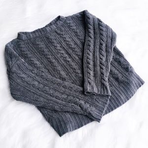 Philosophy, Long Sleeve Crop Top Grey Knit Sweater